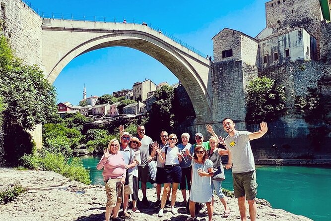 PRIVATE SUNNY HERZEGOVINA TOUR (Mostar + Kravice Falls + 3cities) - Mostar Old Bridge Area and Stari Most in Action