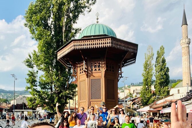 PROFESSIONAL SARAJEVO WALKING TOUR - With guide who guided STING! - Stop 2: Serbian Orthodox Church, Mondo sculpture, and the park pause